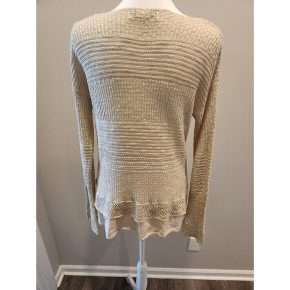 Knox Rose Lightweight Knit Sweater With Hem Accent Sz S Oatmeal - Picture 6 of 8